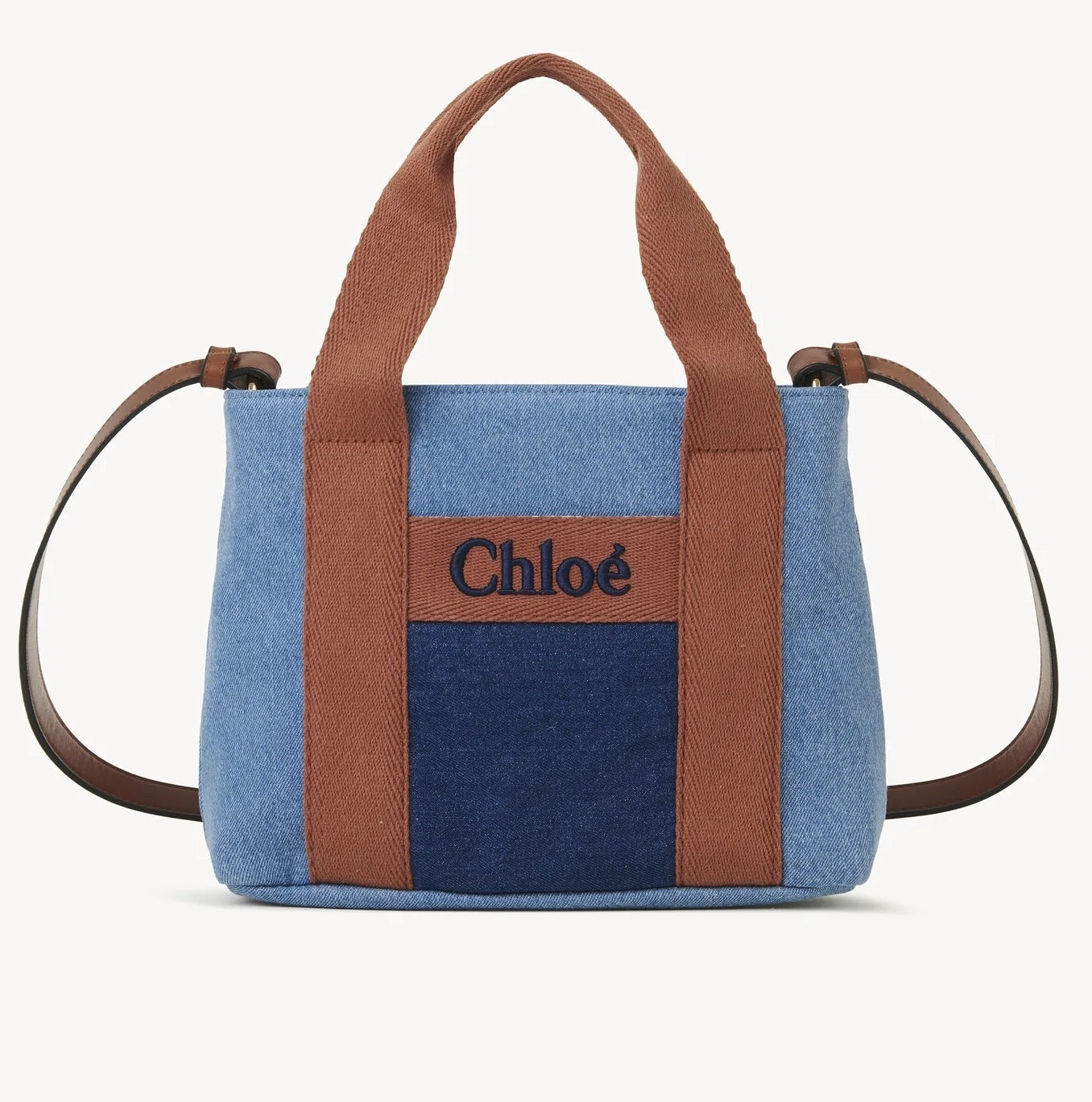 【お取り寄せ】『Chloe』クロエ デニム バイカラー ミニトートバッグ ショルダー付