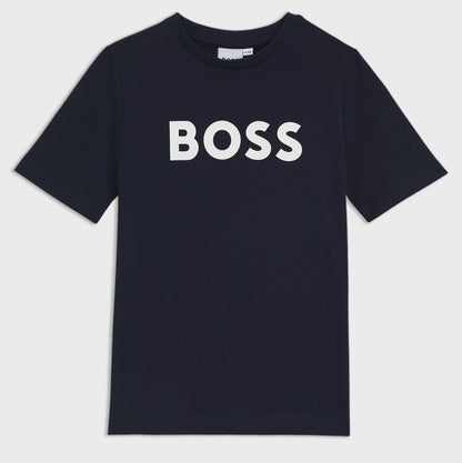 【お取り寄せ】『BOSS』ロゴ プリント Tシャツ Navy  ID: P100063BO