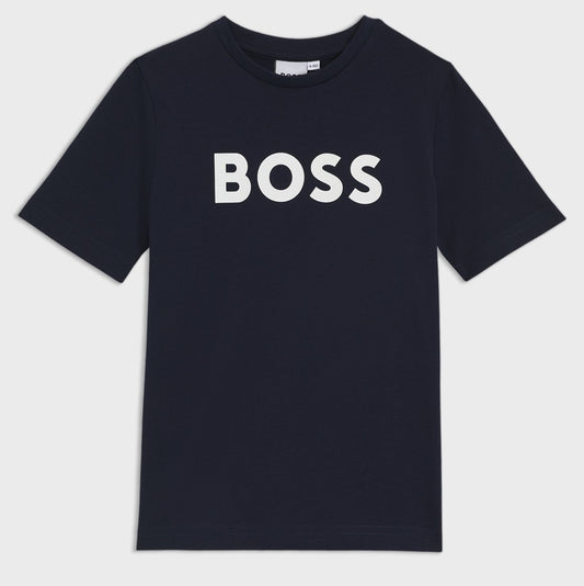 【お取り寄せ】『BOSS』ロゴ プリント Tシャツ Navy  ID: P100063BO