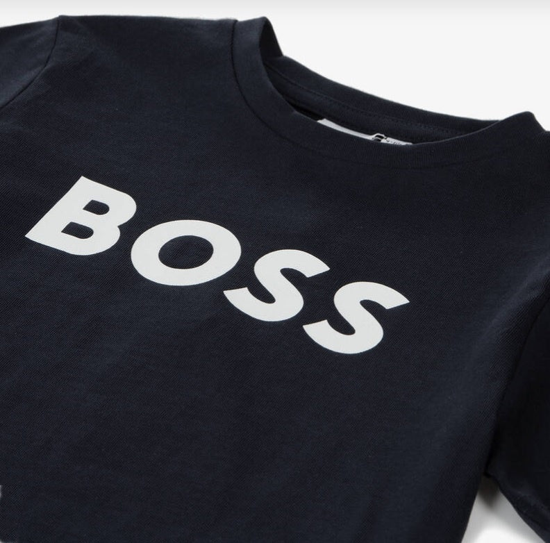 【お取り寄せ】『BOSS』ロゴ プリント Tシャツ Navy  ID: P100063BO
