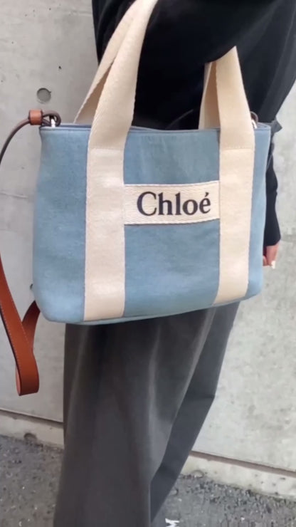『Chloe』クロエ  ロゴ   デニム    ミニトートバッグ ショルダー付